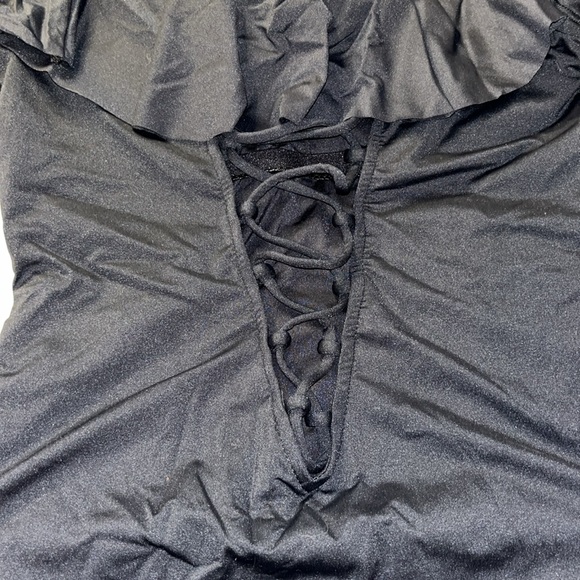 NWT La Blanca Island Goddess Black Off the Shoulder One Piece Swimsuit Size 8 - Picture 7 of 16